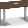 Classic Racetrack Conference Table 8 Ft With Palmer Brushed Double Base - Modern Walnut -Office Furniture Store 4566ee230b844442ed3705d1142b