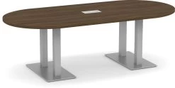 Classic Racetrack Conference Table 8 Ft With Palmer Brushed Double Base - Modern Walnut