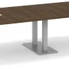 Classic Racetrack Conference Table 12 Ft With Palmer Brushed Double Base - Modern Walnut