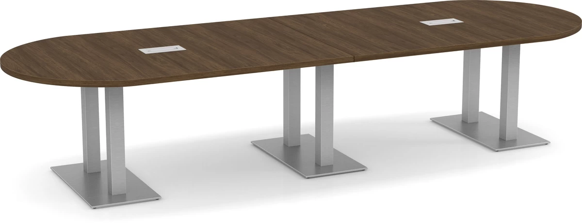 Classic Racetrack Conference Table 12 Ft With Palmer Brushed Double Base - Modern Walnut 3 Classic Racetrack Conference Table 12 Ft With Palmer Brushed Double Base - Modern Walnut