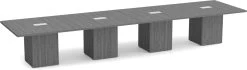 Classic Square-Edge Conference Table 16 Ft With Cube Base - Newport Grey