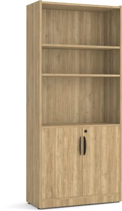 Heavy Duty Bookshelves With Door Kit - 6 Shelf In Aspen