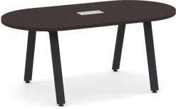 Signature Racetrack Conference Table 6 Ft - Espresso With Black Metal Legs