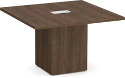 Classic Square-Edge Conference Table 4 Ft With Cube Base - Modern Walnut