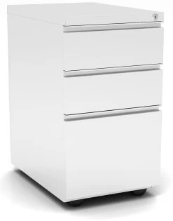 Premium Steel Metal Filing Cabinets - 3 Drawer In White With Casters