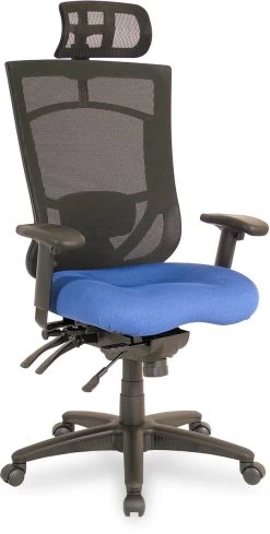 CoolMesh Pro Executive High Back Chair - Blue Fabric With Headrest