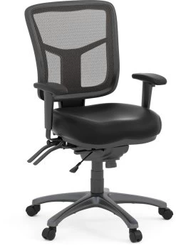 CoolMesh Executive Mid Back Chair - Black Antimicrobial Vinyl With Titanium Base