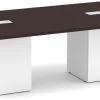 Classic Square-Edge Conference Table 8 Ft With Cube Base - Espresso With White Base -Office Furniture Store 517c53f30b306b5eeae58a0ea9e6