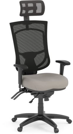 CoolMesh Pro Executive High Back Chair - Grey Antimicrobial Vinyl With Headrest