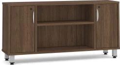 Encore Narrow Storage Credenza With Metal Legs - Modern Walnut With Silver Legs