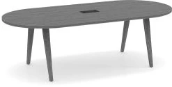 Signature Racetrack Conference Table 8 Ft - Newport Grey With Black Hardware