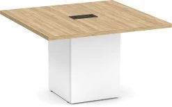 Classic Square-Edge Conference Table 4 Ft With Cube Base - Aspen With White Base