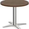 Classic Round End Table 24" With Cross Brushed Metal Base - Modern Walnut -Office Furniture Store 57434d2d029a693c0a27478babbe