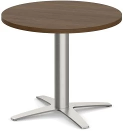 Classic Round End Table 24" With Cross Brushed Metal Base - Modern Walnut
