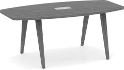 Signature Boat-Shape Conference Table 8 Ft - Newport Grey With Black Hardware
