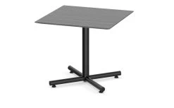 Classic Square Meeting Table 36" With Beveled-Edge Top And Black Metal Cross Base - Newport Grey