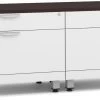 Encore Dual Storage Cabinet Credenza - White Base And Espresso Top With Silver Riser -Office Furniture Store 60a8d757182ed33d07554ca31040