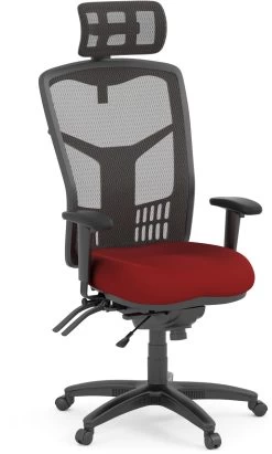 CoolMesh Executive High Back Chair - Red Fabric With Headrest