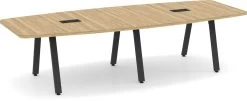 Signature Boat-Shape Conference Table 10 Ft - Aspen With Black Metal Legs