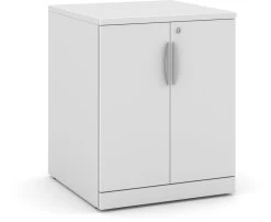 Mobile Locking Double Door Cabinet - White
