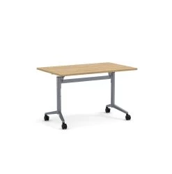 Flip Top Table With Square-Edge Top 24" X 48" - Aspen Top With Silver Base