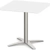 Classic Square Meeting Table 36" With Beveled-Edge Top And Cross Brushed Metal Base - White