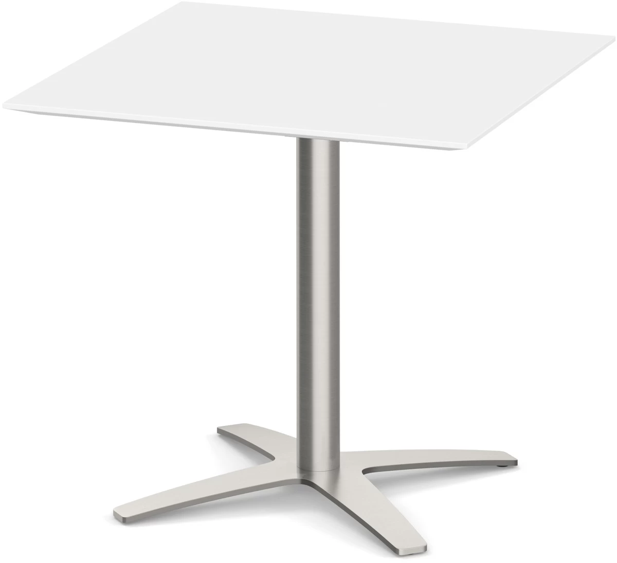 Classic Square Meeting Table 36" With Beveled-Edge Top And Cross Brushed Metal Base - White 3 Classic Square Meeting Table 36" With Beveled-Edge Top And Cross Brushed Metal Base - White