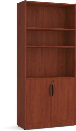 Heavy Duty Bookshelves With Door Kit - 6 Shelf In Cherry