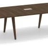 Signature Boat-Shape Conference Table 16 Ft - Modern Walnut And Silver Hardware