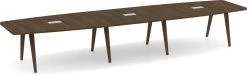 Signature Boat-Shape Conference Table 16 Ft - Modern Walnut And Silver Hardware