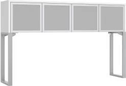 Elements Hutch 71" With 4 Glass Doors And 27" Riser - White With Silver Riser