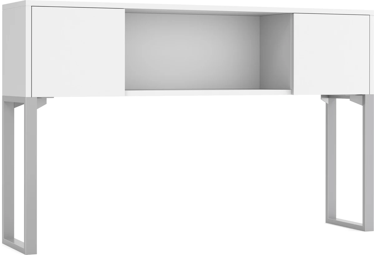 Elements Hutch 71" With 2 Doors And 27" Riser - White With Silver Riser 3 Elements Hutch 71" With 2 Doors And 27" Riser - White With Silver Riser