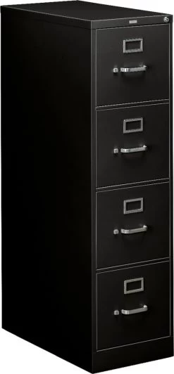 HON 310 Series Vertical Filing Cabinet - 4 Drawer In Black For Letter Files