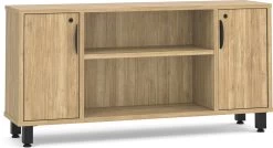 Encore Narrow Storage Credenza With Metal Legs - Aspen With Black Legs