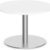 Classic Round End Table 30" With Round Brushed Metal Base -White