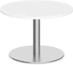 Classic Round End Table 30" With Round Brushed Metal Base -White