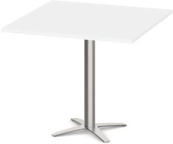Classic Square Meeting Table 36" With Cross Brushed Metal Base -White