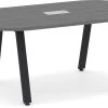 Signature Racetrack Conference Table 6 Ft - Newport Grey With Black Metal Legs -Office Furniture Store 792a44b6e10f2d677bc9d12e39ca