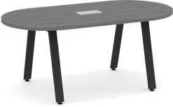 Signature Racetrack Conference Table 6 Ft - Newport Grey With Black Metal Legs