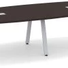 Signature Boat-Shape Conference Table 10 Ft - Espresso With Silver Metal Legs -Office Furniture Store 793f58db6edf15f53836492ea154