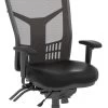 CoolMesh Executive High Back Chair - Black Antimicrobial Vinyl With Titanium Base And Headrest