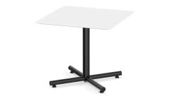 Classic Square Meeting Table 36" With Beveled-Edge Top And Black Metal Cross Base - White