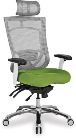 CoolMesh Pro Plus Executive High Back Chair - Green Fabric With Headrest