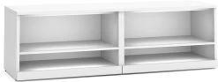 Elements Dual Open Bookshelf Credenza - White Base And Top