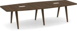 Signature Boat-Shape Conference Table 10 Ft - Modern Walnut And Silver Hardware