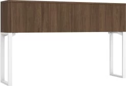 Elements Hutch 71" With 4 Doors And 20" Riser - Modern Walnut With White Riser
