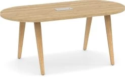 Signature Racetrack Conference Table 6 Ft - Aspen With Natural Oak Legs And Silver Hardware