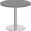 Classic Round Meeting Table 42" With Square-Edge Top And Round Brushed Metal Base - Newport Grey