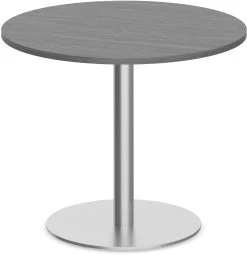 Classic Round Meeting Table 42" With Square-Edge Top And Round Brushed Metal Base - Newport Grey