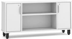 Encore Narrow Storage Credenza With Metal Legs - White With Black Legs